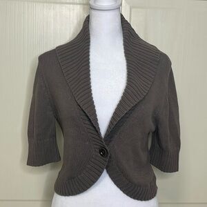 BANANA REPUBLIC Women’s Brown Cropped One Button Cardigan Size M